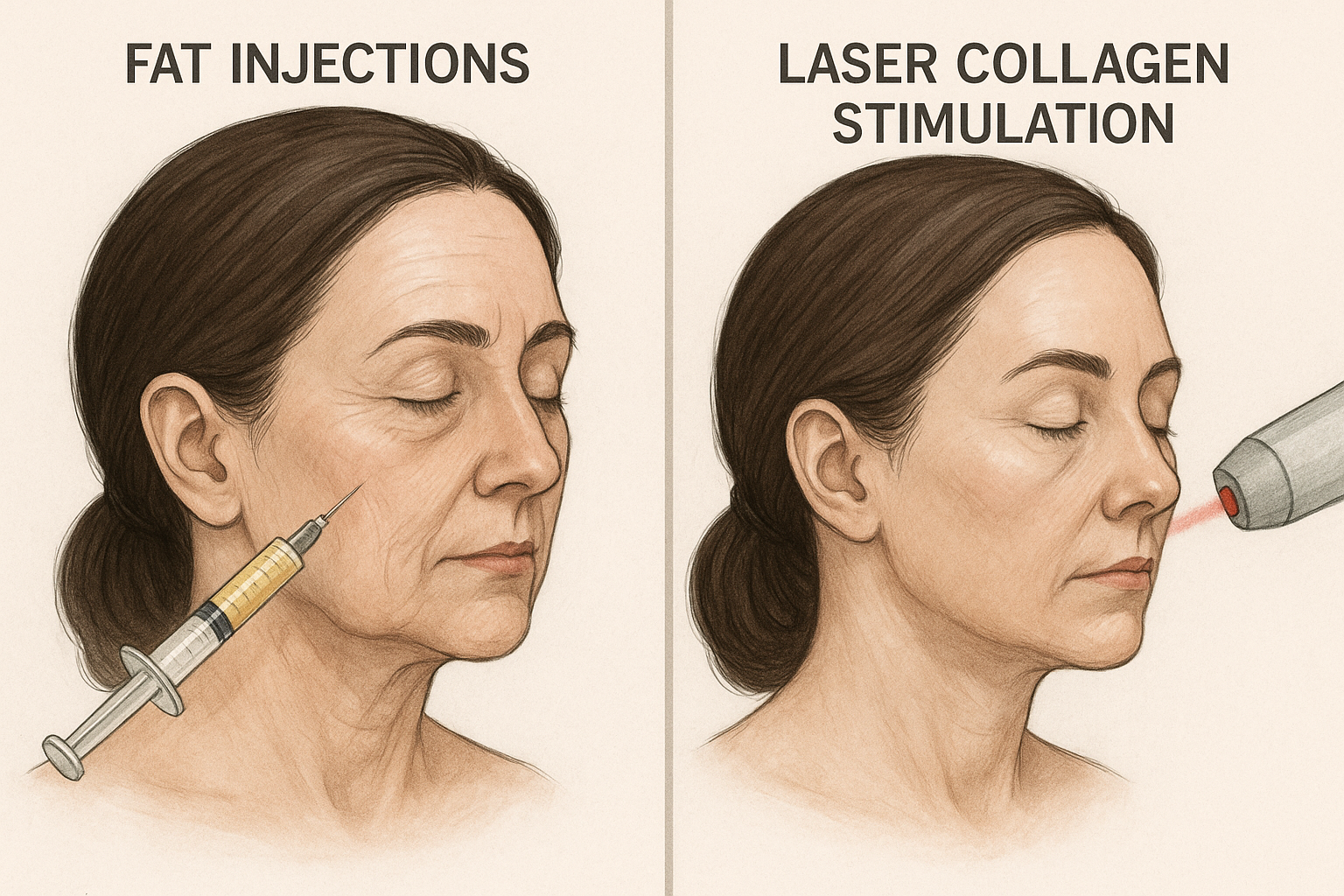 Facial Volume Loss: Fat Injections vs. Laser Collagen Stimulation